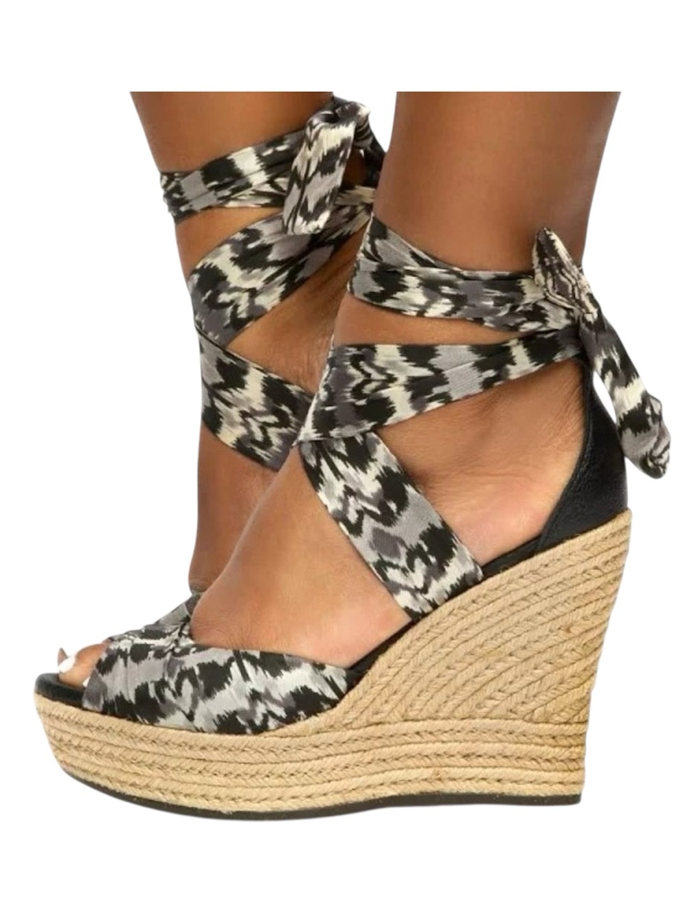 UGG Lucianna Espadrille Wedge Size 6 Platform Ankle Ties